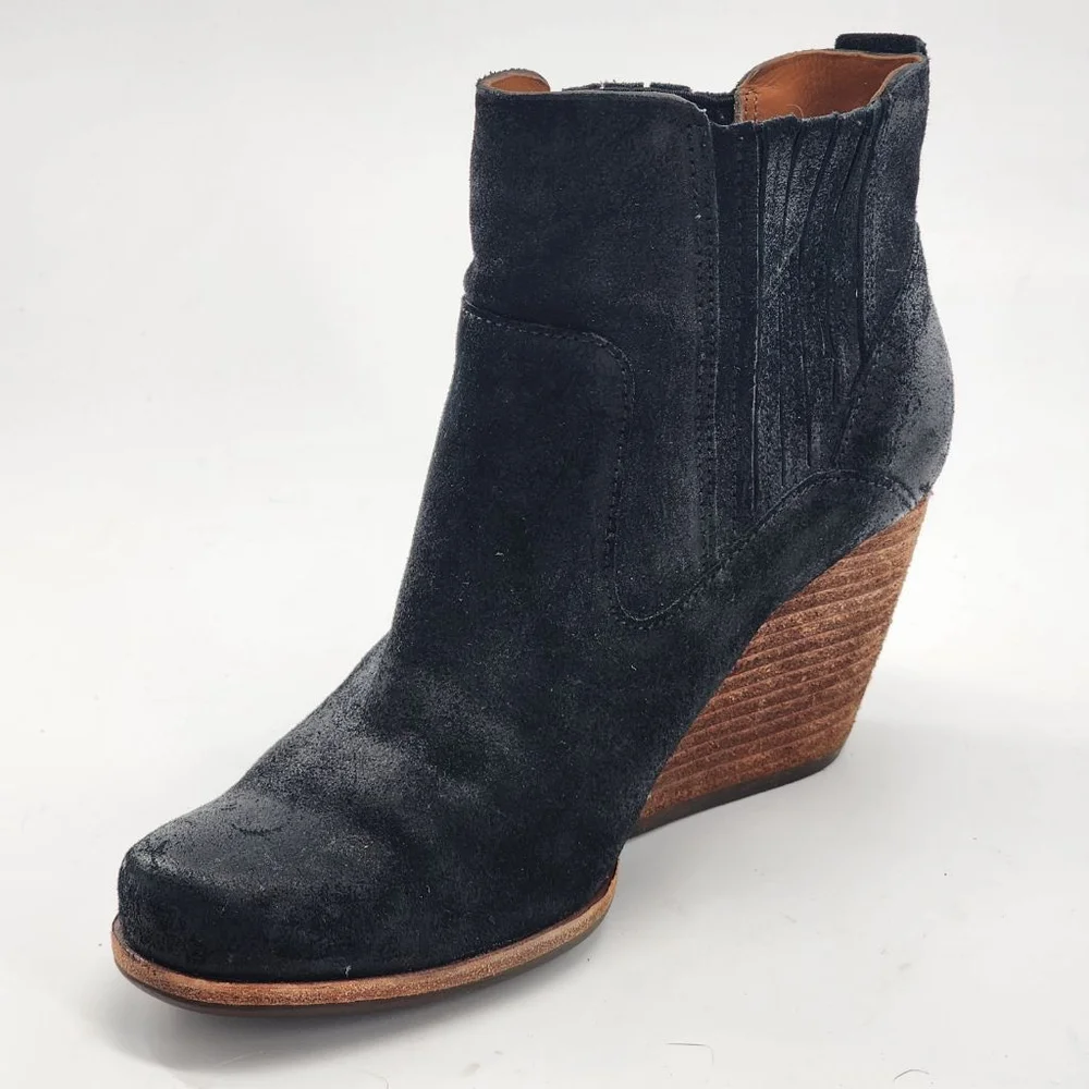 Women's‎ Kork-Ease Black Suede Wedge Ankle Boots